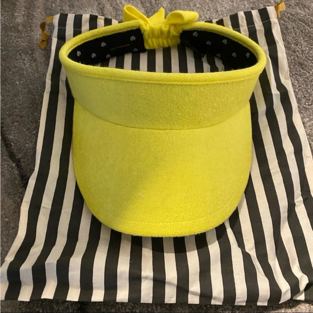 NWT Lele Sadoughi Bow Tie Visor with Dustbag Color: Lime Zest Yellow OS/One Size - Picture 2 of 14